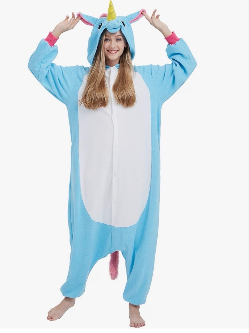 Unicorn Fleece Onesie Unisex Halloween Costume Sleepwear M/L adult